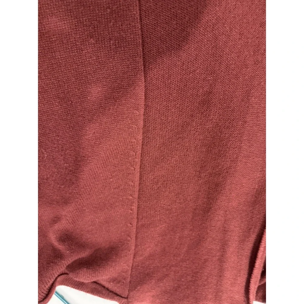 Kate & Mallory Cardigan Faux Leather/Ribbed LS Size Med. Open Sweater Cranberry